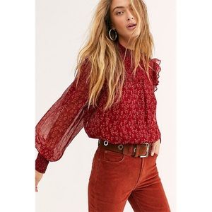 Free People Roma Blouse in Red SZ L